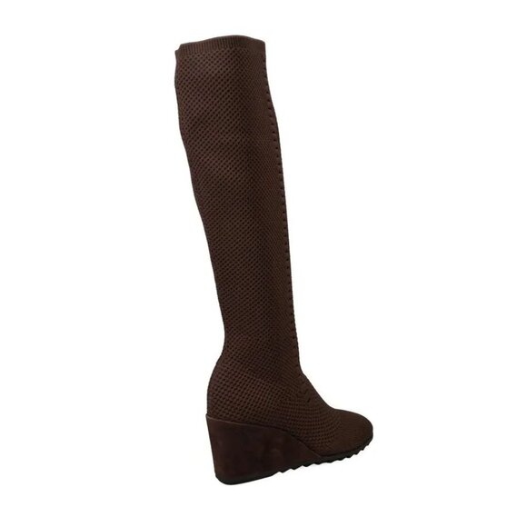 EILEEN FISHER Kasana Tall Wedge Stretch Knit Socks BOOTS 8.5 Chocolate Brown NEW - Picture 3 of 15